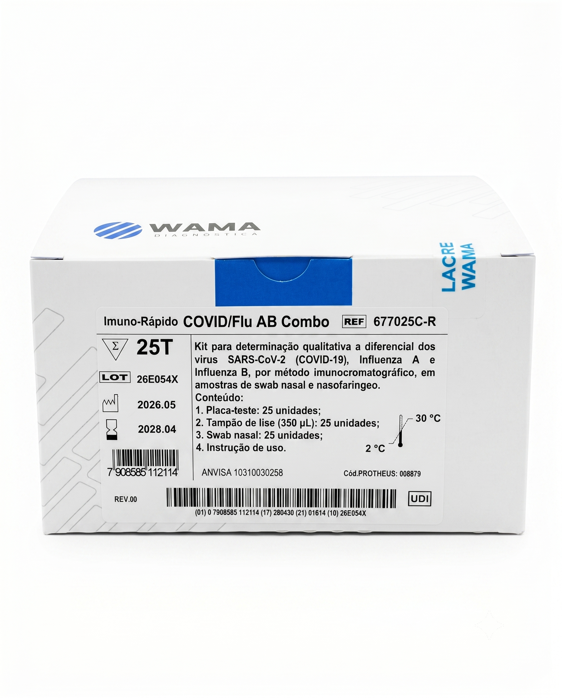 TESTE IMUNO-RAPIDO COVID/FLU AB COMBO REF 677025C-R CX C/ 25 UN WAMA