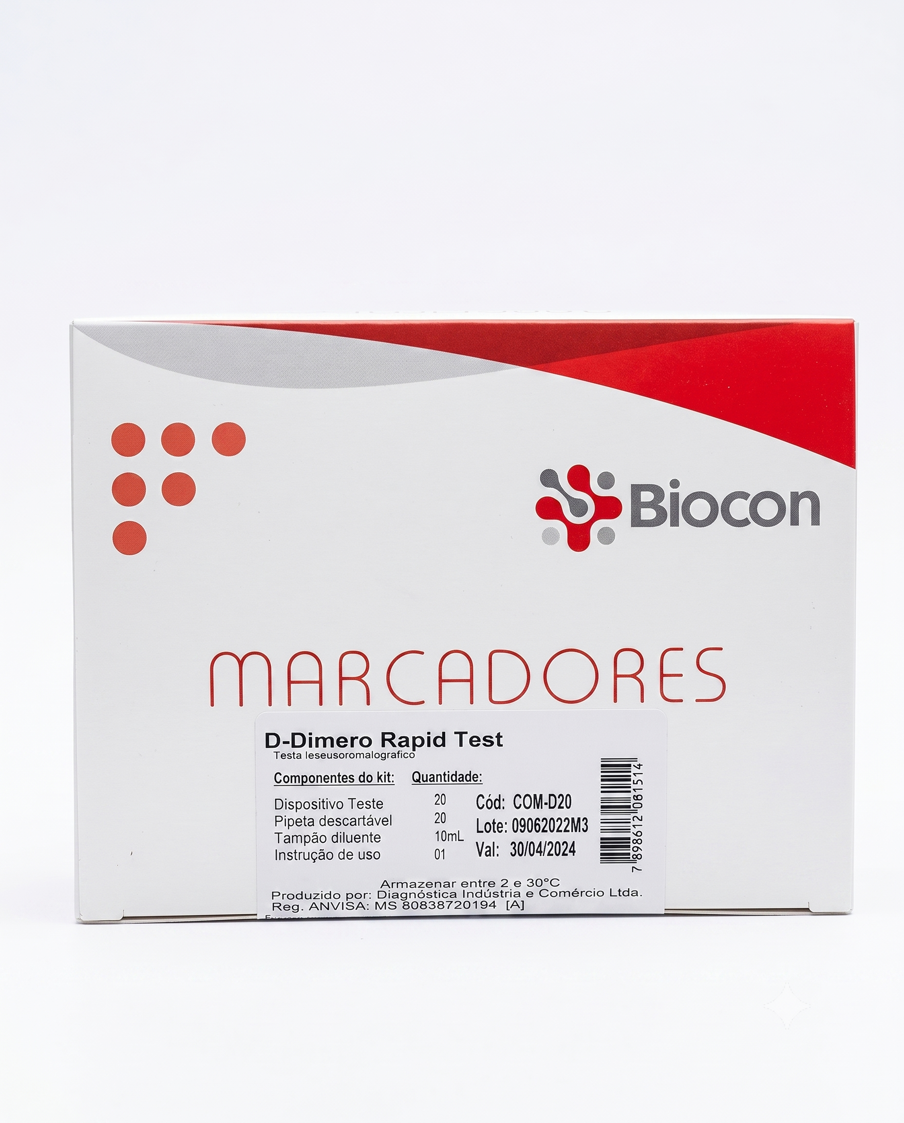 TESTE RAPIDO D-DIMERO REFCDM-D20 CX C/20UN BIOCON