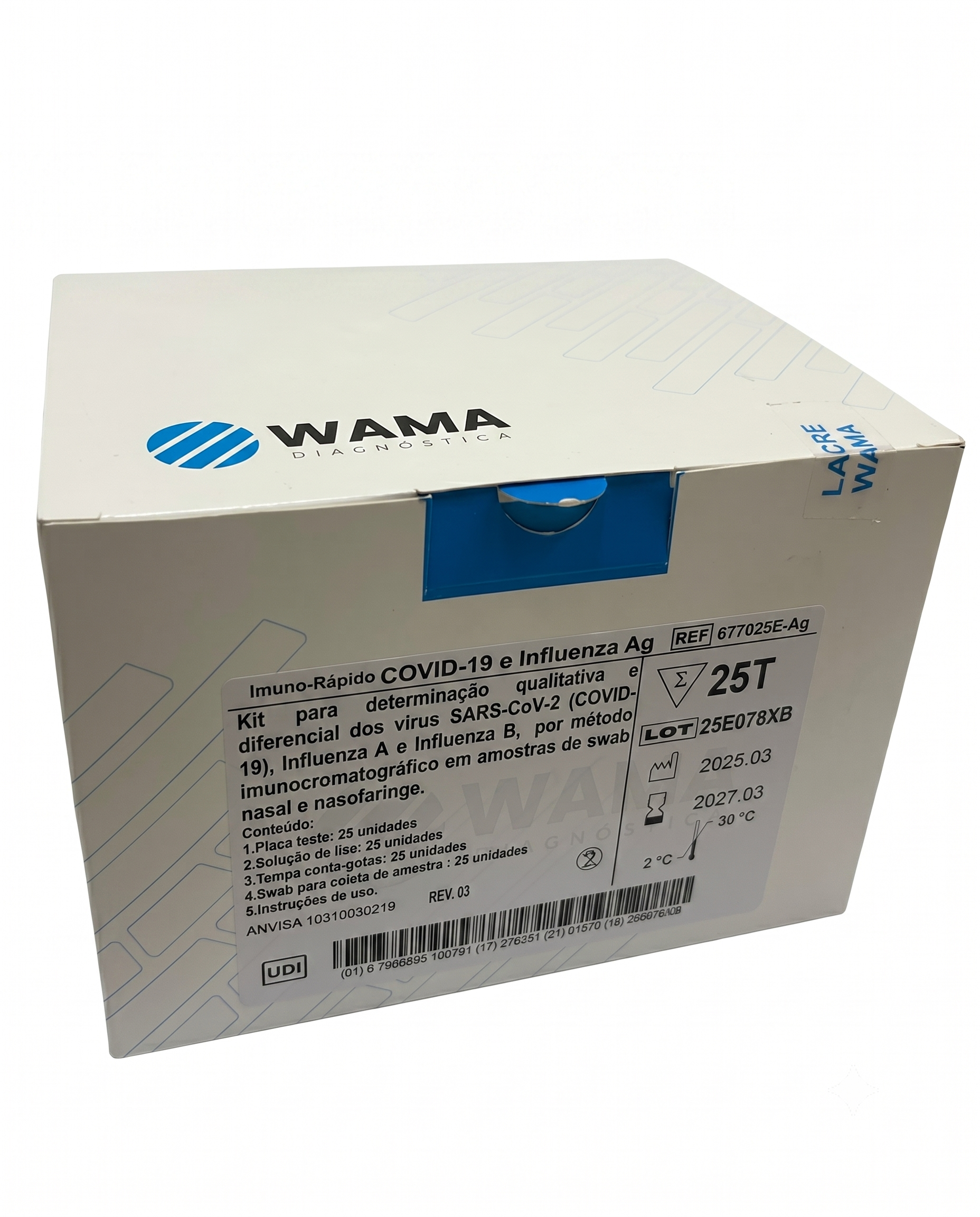 TESTE COVID-19 E INFLUENZA AG REF 677025E-AG CX C/25UN WAMA